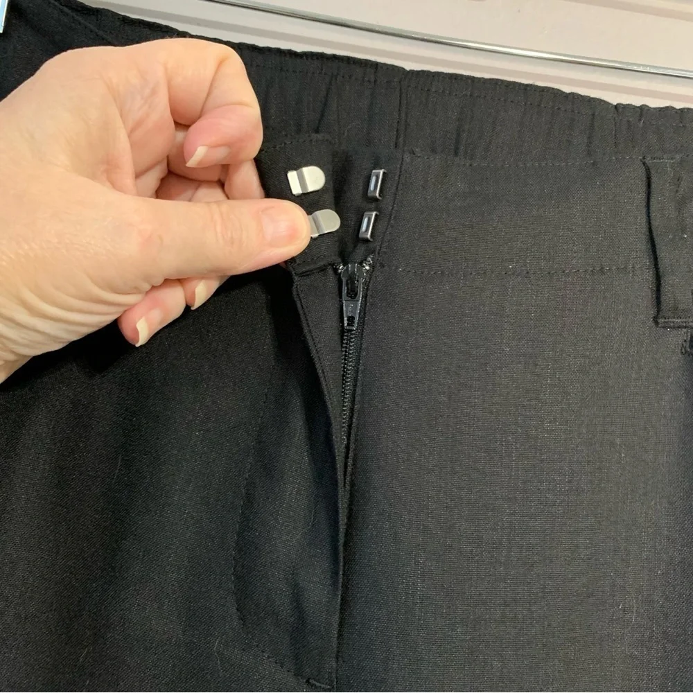 J. Jill Linen Stretch black trousers with‎ pockets. Size 8